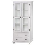 Cristaleira Antique Com 2 Portas De Vidro E 2 Gavetas 304 Branca