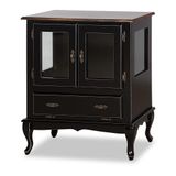 Cristaleira Antique Baixa Lateral Com 2 Portas De Vidro E 1 Gaveta 1004 Preta