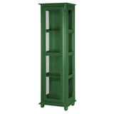 Cristaleira Torre Lateral Com 1 Porta De Vidro E 3 Prateleiras 108 Verde Musgo