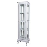 Cristaleira Torre Lateral Com 1 Porta De Vidro E 3 Prateleiras Com Espelhos 1077-e Branca