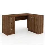 Mesa Para Home Office Com Gavetas E 2 Portas Nogal