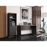Conjunto Escritório Mesa E Armário Office Berlin Vianossa Preto Naturale