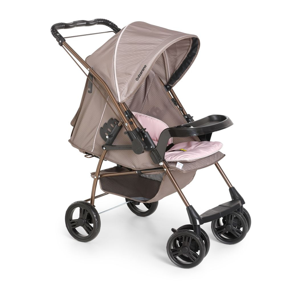 Carrinho De Bebê Galzerano Milano Reversível Ii 0 Meses Até 15 Kg Cappuccino Com Rosa