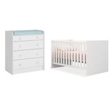 Quarto De Bebê Cômoda 2523 E Berço Mini Cama 1344 Doce Sonho Branco