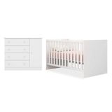 Quarto De Bebê Cômoda 2561 E Berço Mini Cama 1344 Doce Sonho Branco