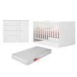 Quarto De Bebê Cômoda 2561 E Berço 1344 Doce Sonho Com Colchão Branco