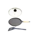 Bifeteira Antiaderente Redonda Lisa 22cm Cabo T/v E Espátula