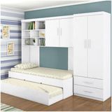Jogo De Quarto Modulado Com Bicama, Aereo E Roupeiro Branco Ariel