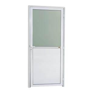 Porta de Alumínio Lambri e Vidro 210x80cm com Vidro Boreal Super Brimak Branco