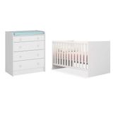 Quarto De Bebê Cômoda 2523 E Berço Mini Cama 1344 Doce Sonho Branco - Qmovi
