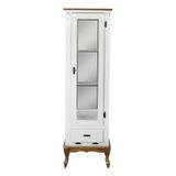 Cristaleira Vitrine Espelhada Antique Média 1 Porta 2 Prateleiras De Vidro E 1 Gaveta 1079e Branca