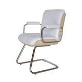 Cadeira Eames Diretor Base Fixa Capa Em Madeira Branco