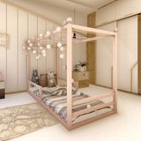 Cama Infantil em Pinus Fortaleza Ludika Mobília limonada rosa