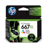 Cartucho HP 667XL Colorido Original (3YM80AB) Para HP Deskjet 2376, 2774, 2776, 6476, 5076, 5276