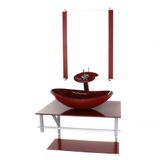 Gabinete Banheiro 60cm Cuba Oval Vermelho Full