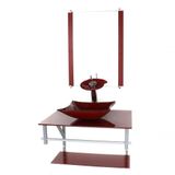 Gabinete Banheiro 60cm Cuba Quadrada Vermelho Full