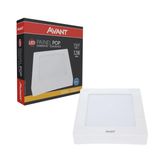 Kit Plafon Led Quadrado 12w Painel Sobrepor Avant 3000K