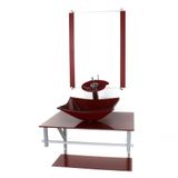 Gabinete Banheiro 60cm Cuba Retangular Vermelho Full