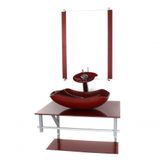Gabinete Banheiro 60cm Cuba Abaulada Vermelho Full