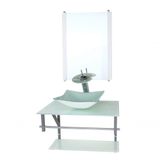 Gabinete Banheiro 60cm Cuba Quadrada Branco Full
