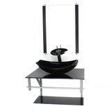 Gabinete Banheiro 60cm Cuba Oval Chanfrada Preto Full