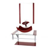 Gabinete Banheiro 60cm Cuba Retangular Vermelho Cereja