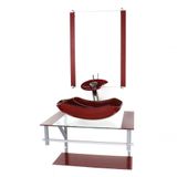 Gabinete Banheiro 60cm Cuba Abaulada Vermelho Cereja