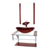 Gabinete Banheiro 60cm Cuba Oval Vermelho Cereja
