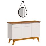 Balcão Buffet 3 Portas Classic Adnet 67cm Off White/freijó