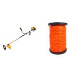 Kit de Roçadeira a Gasolina Semi Profissional e rolo de fio de nylon 279 metros V Vulcan Trent Amarelo