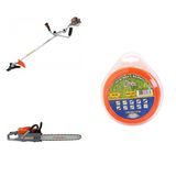 Kit de Roçadeira 26CC VR260P Fio de Nylon 12 Metros 3,00mm e Motosserra 62CC 4HP Vulcan Trent Laranja