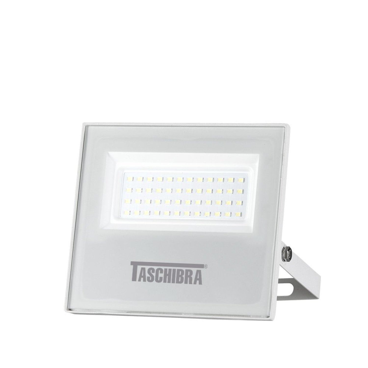 Refletor Led 50w Tr Slim 3000k Luz Amarela Bivolt Branco Ip65 Taschibra 3000k Luz Amarela