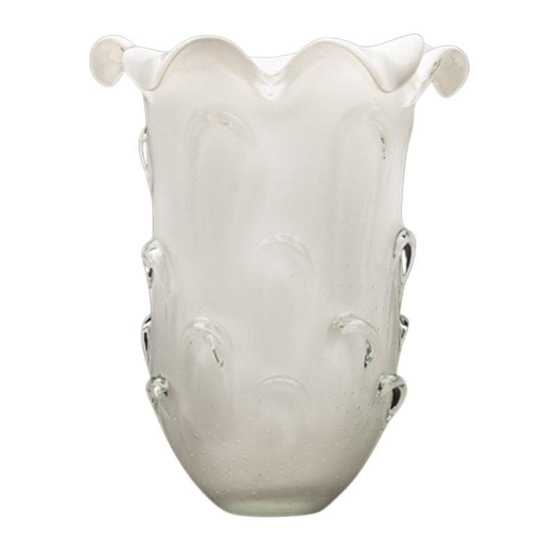 Vaso Em Cristal Murano Branco São Marcos 31x31x37cm