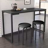 Mesa De Cozinha Industrial 120cm Com 2 Banquetas F02 Preto