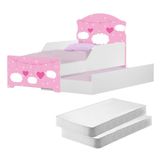 Mini Cama Infantil Com Auxiliar Rosa Com Colchões