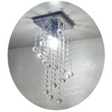 Lustre Para Sala Quarto De Cristal Acrílico Base Inox 14x14 Cm Soq E27