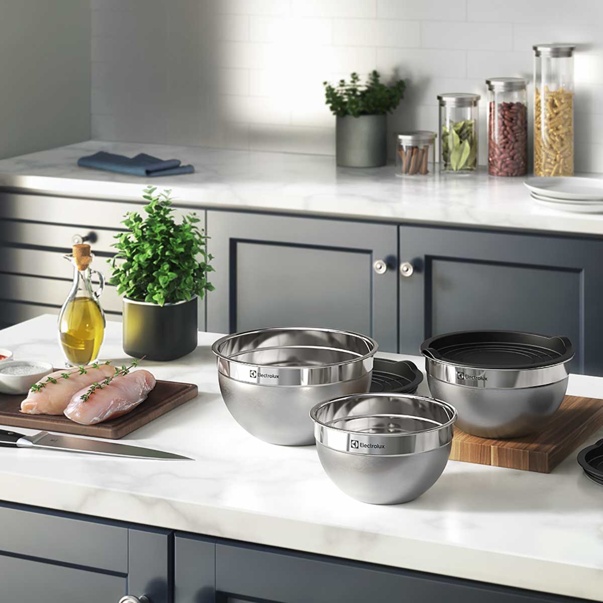 Conjunto De Bowls Inox Com Tampa Plástica Electrolux 3 Peças-Carrefour ...