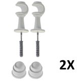 Kit 2 Suporte Para Varão Cortina Com Ponteira 28mm Branco