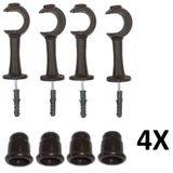 Kit 4 Suporte Para Varão Cortina Com Ponteira 28mm Imbuia