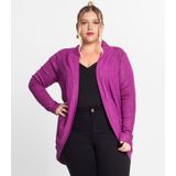 Cardigan Plus Size Em Ribana Canelada Secret Glam Roxo Plus G4
