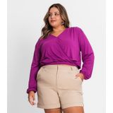 Blusa Feminina Plus Size Em Viscose Secret Glam Roxo Plus G2