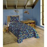 Edredom Infantil Solteiro Estampado Lepper Azul Un
