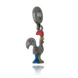 Charm Galinho Português, Barcelos, Revestido Em Rodio Negro
