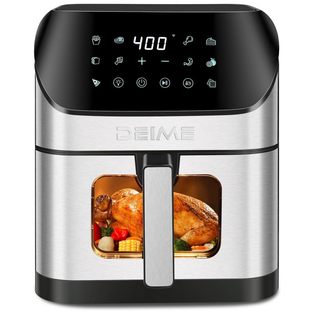 Fritadeira Eletrica Airfryer 6.2l Com Painel Digital E Cesto Antiaderente, 110v 1500w, Deime, Prata