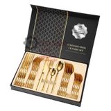 Kit Faqueiro Maleta De Talheres Inox 24 Peças Dourado Luxo