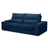 Sofá Retrátil 3 Lugares Com Porta Copo 250cm Andes F05 Veludo Azul - Mpozenato