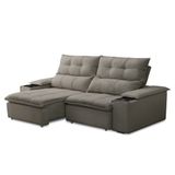 Sofá Retrátil 3 Lugares Com Porta Copo 210cm Malta F05 Veludo Marrom - Mpozenato