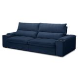 Sofá Retrátil 4 Lugares Com Porta Copo 280cm Andes F05 Veludo Azul - Mpozenato