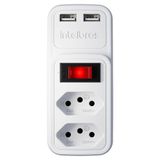 Adaptador De Tomada Intelbras Branco - 2 Tomadas E 2 Usb- Eac 202