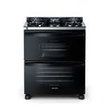 Fogão De Piso Brastemp De 05 Bocas Com Mesa De Vidro E Duplo Forno Preto - Bfd5vce